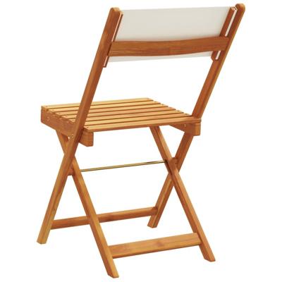 Tuinstoelen 8 st inklapbaar massief hout en stof crèmewit - thumbnail