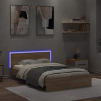 Bedframe met hoofdeinde en LED sonoma eikenkleurig 120x200 cm - thumbnail