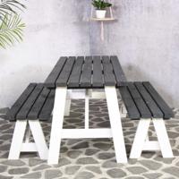 Rodeo houten picknicktafel wit/grijs - thumbnail
