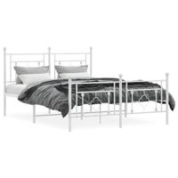 Bedframe met hoofd- en voeteneinde metaal wit 140x190 cm - thumbnail