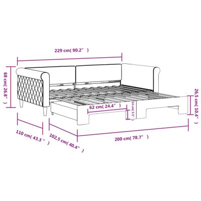 Slaapbank met onderschuifbed 80x200 cm fluweel zwart