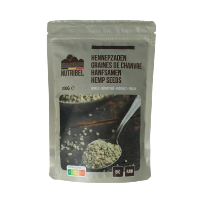 Nutribel Hennepzaad gepeld raw bio 200 Gram Nutribel Hennepzaad gepeld raw bio 200 Gram