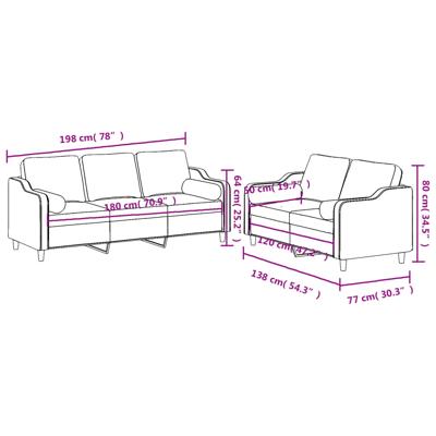 3-delige Loungeset met kussens stof bruin