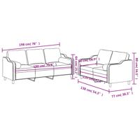 3-delige Loungeset met kussens stof bruin - thumbnail