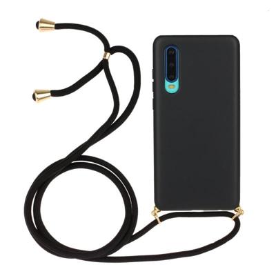 Voor Huawei P30 Tarwe stro materiaal + TPU beschermhoes met Lanyard (Zwart) Voor Huawei P30 Tarwe stro materiaal + TPU beschermhoes met Lanyard (Zwart)