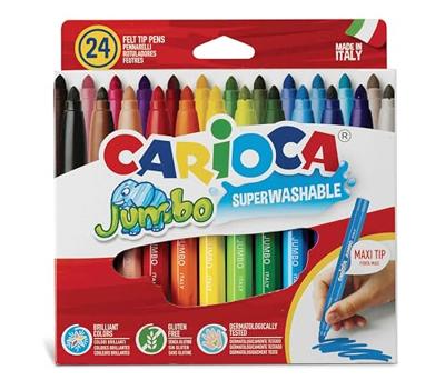 Carioca viltstift Jumbo Superwashable 24 stiften in een kartonnen etui