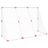 VidaXL Kindervoetbaldoel met ballen 2-in-1 184x64x124 cm wit - thumbnail