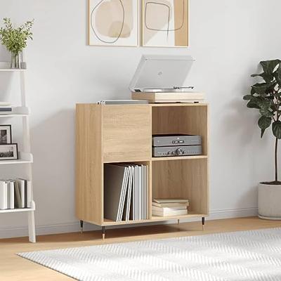 Platenkast 84,5x38x89 cm bewerkt hout sonoma eikenkleurig