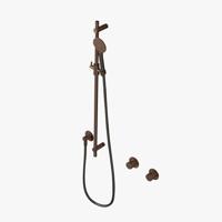 Glijstangset Hotbath Cobber Met Wandaansluitbocht En Handdouche Verouderd Messing Living Colours - thumbnail