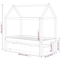 Kinderbedframe met lade grenenhout donkergrijs 80x160 cm - thumbnail