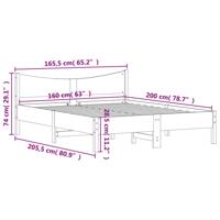 Bedframe zonder matras massief grenenhout wit 160x200 cm - thumbnail