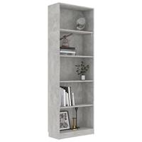 Boekenkast met 5 schappen 60x24x175 cm bewerkt hout betongrijs - thumbnail