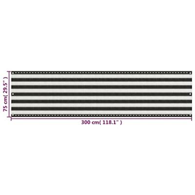 Balkonscherm 75x300 cm HDPE antracietkleurig en wit