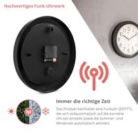 Mebus 52450 Wandklok Zendergestuurd 26 cm x 26 cm x 26 cm x 4.5 cm Zwart - thumbnail