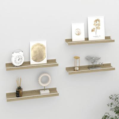 Wandschappen 4 st 40x9x3 cm wit en sonoma eikenkleurig Wandschappen 4 st 40x9x3 cm wit en sonoma eikenkleurig