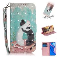 3D gekleurde tekening katten patroon horizontale Flip lederen case voor Huawei P Smart Z/Y9 Prime 2019/Nova 5i met houder & kaartsleuven & portemonne - thumbnail