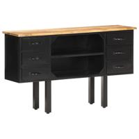Dressoir 110x30x65 cm massief ruw mangohout en staal - thumbnail