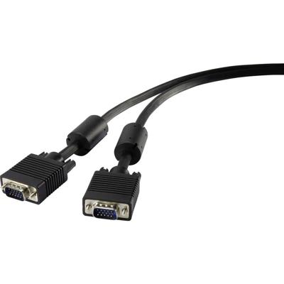 Renkforce RF-4212498 VGA-kabel VGA Aansluitkabel VGA-stekker 15-polig, VGA-stekker 15-polig 1.80 m Zwart Met Ferrietker