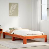 Bedframe zonder matras massief grenenhout wasbruin 90x190 cm - thumbnail