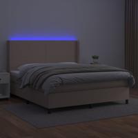 Boxspring met matras en LED kunstleer cappuccinokleur 160x200cm - thumbnail