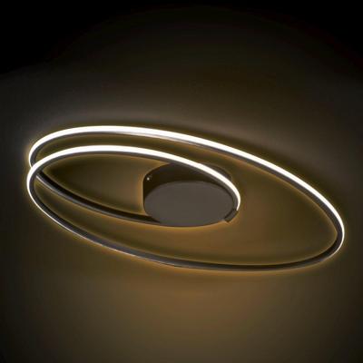Ringen LED Plafonniere 60 cm - Plafondlamp 3 staps dimbaar - Warm wit licht - Zwart