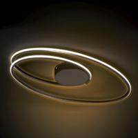 Ringen LED Plafonniere 60 cm - Plafondlamp 3 staps dimbaar - Warm wit licht - Zwart - thumbnail