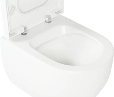 Saqu Home compact en randloos hangtoilet met PowerFlush en quickrelease toiletbril mat wit - thumbnail