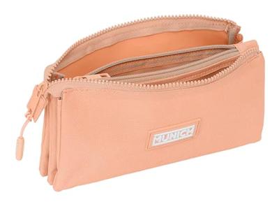 Pennenetui met 3 vakken Munich Basic Perzik 22 x 12 x 3 cm