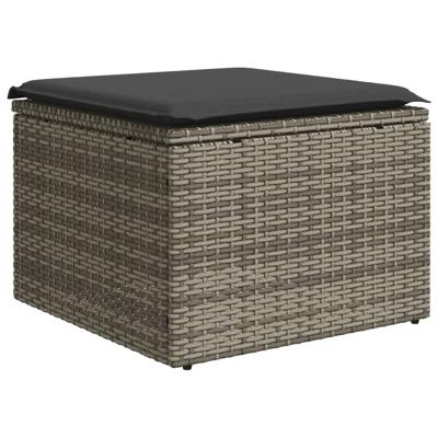 9-delige Loungeset met kussens poly rattan grijs