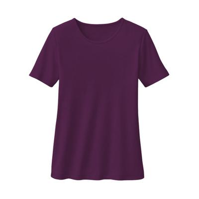 Biokatoenen shirt met ronde hals, aubergine 34