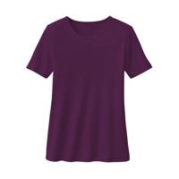 Biokatoenen shirt met ronde hals, aubergine 34 - thumbnail