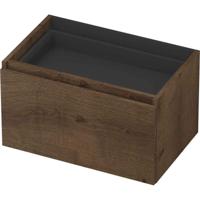 INK - Onderkast 1L met Binnenlade Greeploos Houten Keerlijst Fineer Zonder Sifonuitsparing in Binnenlade - 700x450x400 Mm - Chocolate Fineer - thumbnail