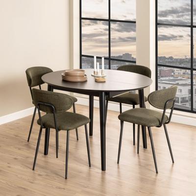 Bendt Uitschuifbare Ronde Eettafel 'Montreux' Eiken 115-154 x 115cm, kleur zwart