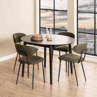 Bendt Uitschuifbare Ronde Eettafel 'Montreux' Eiken 115-154 x 115cm, kleur zwart - thumbnail