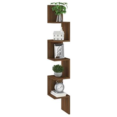Hoekwandschap 20x20x127,5 cm bewerkt hout bruineikenkleurig - thumbnail