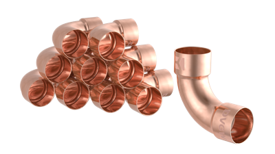Kirchhoff Koperbocht 90°, blank, 18 mm, 2 sockets, (5002a) (10x) - 989018655