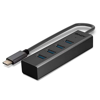 LINDY 43325 43325 USB-hub 4 poorten USB-A USB 3.2 Gen1 5 GBit/s Met USB-C stekker Grijs