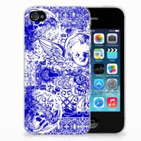 Silicone Back Case Apple iPhone 4 | 4s Angel Skull Blauw - thumbnail