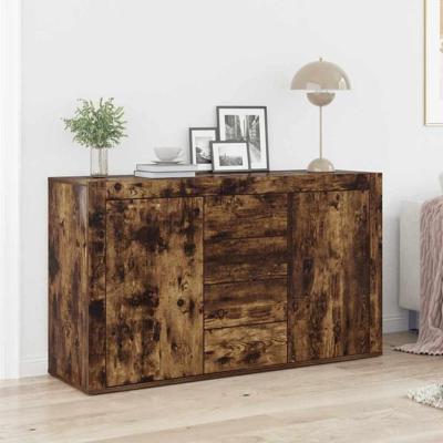 Dressoir met lade Gerookt eiken 120 x 36 x 69 cm Bewerkt hout
