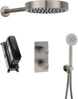 Ben Engraved Cross inbouw regendoucheset Ø25cm gunmetal pvd - thumbnail