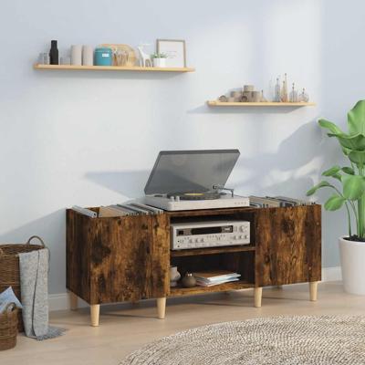 Platenkast 121x38x48 cm bewerkt hout gerookt eikenkleurig Platenkast 121x38x48 cm bewerkt hout gerookt eikenkleurig