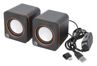 Manhattan Stereo 2.0-luidspreker voor pc of laptop, USB-ingang en voeding, 1 paar, plug & play zwart/oranje 102698 - thumbnail