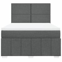 Boxspring met matras stof donkergrijs 140x200 cm - thumbnail