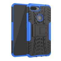 Schokbestendige PC + TPU Tire patroon Case voor Xiaomi Mi 8 lite met houder (blauw) - thumbnail