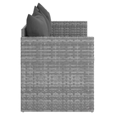 Tuinbank 3-zits met kussens poly rattan grijs Tuinbank 3-zits met kussens poly rattan grijs