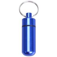 10 stuks draagbare verzegelde waterdichte aluminiumlegering EHBO pil fles met sleutelhanger (blauw) - thumbnail