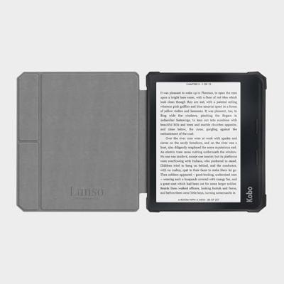 Lunso - Kobo Libra 2 hoes (7 inch) - Vegan Saffiano Leren sleep cover - Tulpen