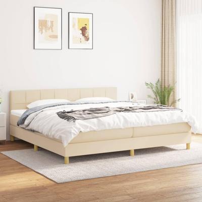 Boxspring met matras stof crèmekleurig 200x200 cm