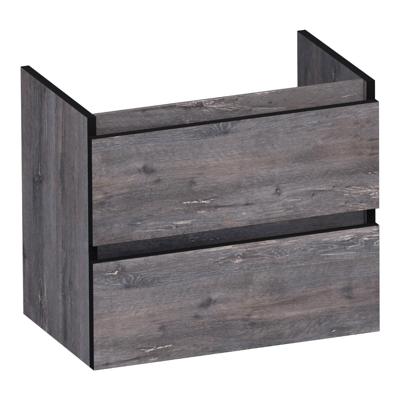 Brauer Joy Edge - Onderkast Ondiep - 60 cm - met 2 Softclose Lades Greeploos en 1 Sifon Uitsparing - Driftwood