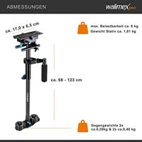 Walimex Pro StabyPod L zweefstatief Steadycam voor stabilisatie van DSLR-camera's (afmetingen max.120 cm, carbon, snelwisselplaat, 15 mm stangen, tegengewichten) - thumbnail